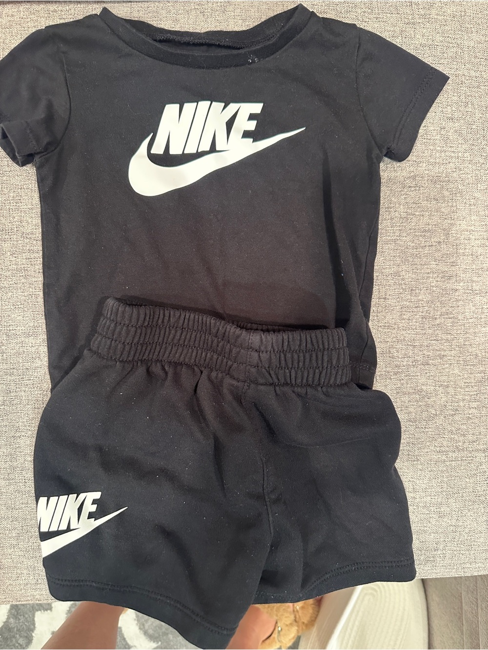 Nike Black Tee and Shorts Set with White Swoosh